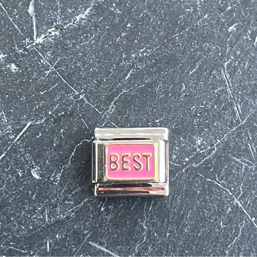 Zoppini Stainless Steel & Gold Pink 'BEST' Charm